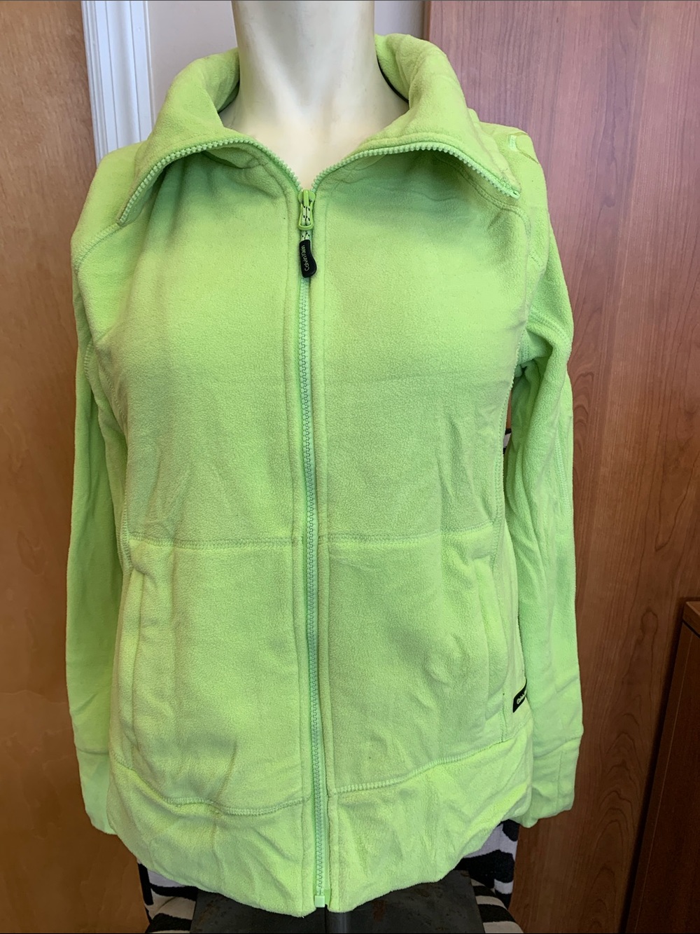 Calvin Klein Neon Green Womens Full-Zip Jacket